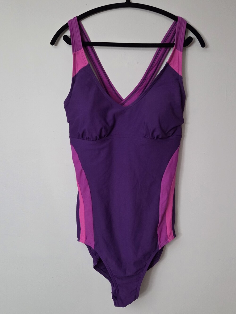 Lands' End Purple and Pink One-Piece Swimsuit 14L